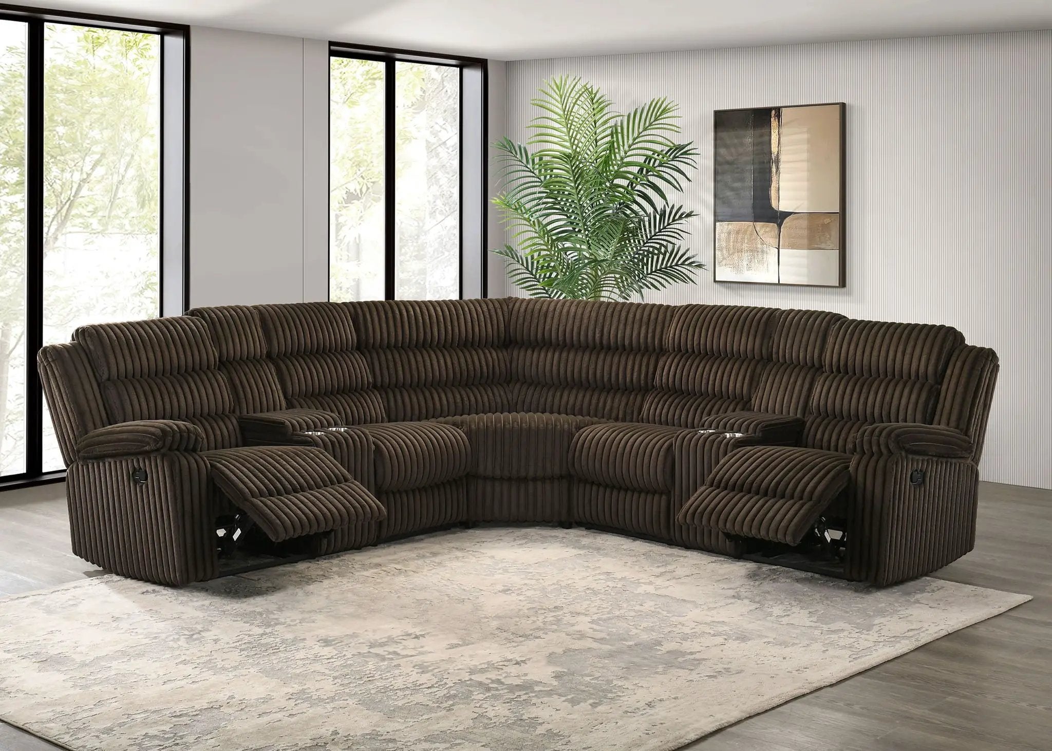 Atkinson Upholstered Reclining Sectional Sofa Chocolate by Unique Piece Furniture