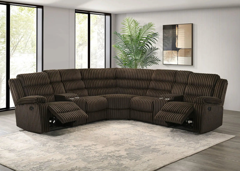 Atkinson Upholstered Reclining Sectional Sofa Chocolate by Unique Piece Furniture