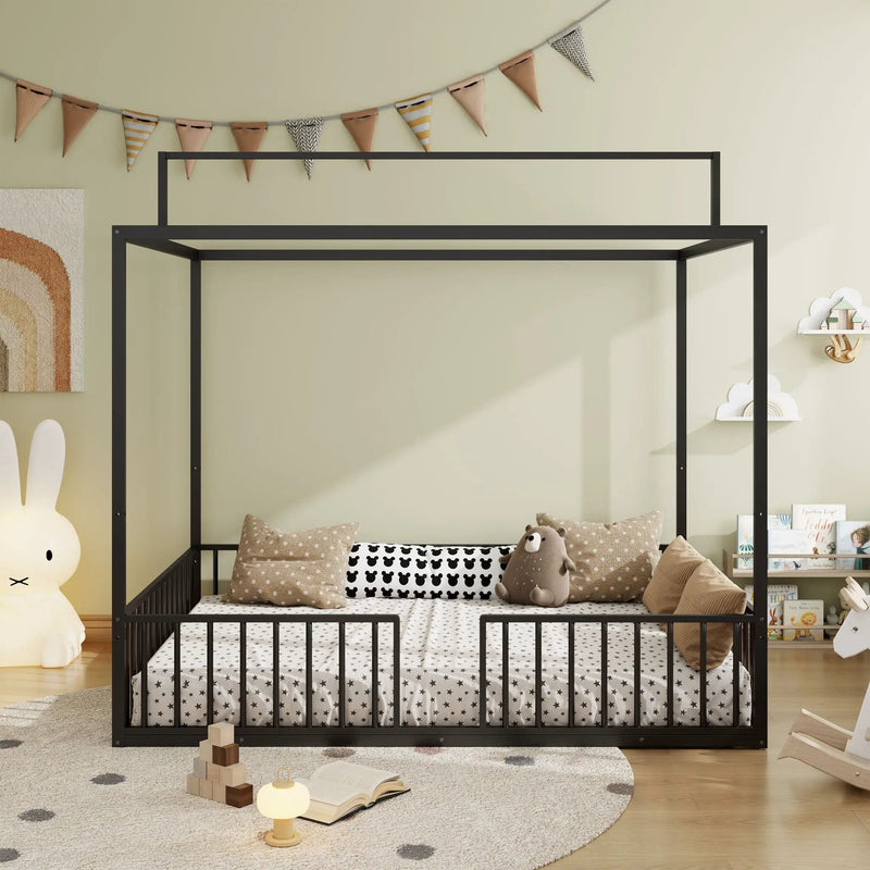 3 In 1 Convertible Montessori Floor Bed With Fenced Support by HouseOfZazla