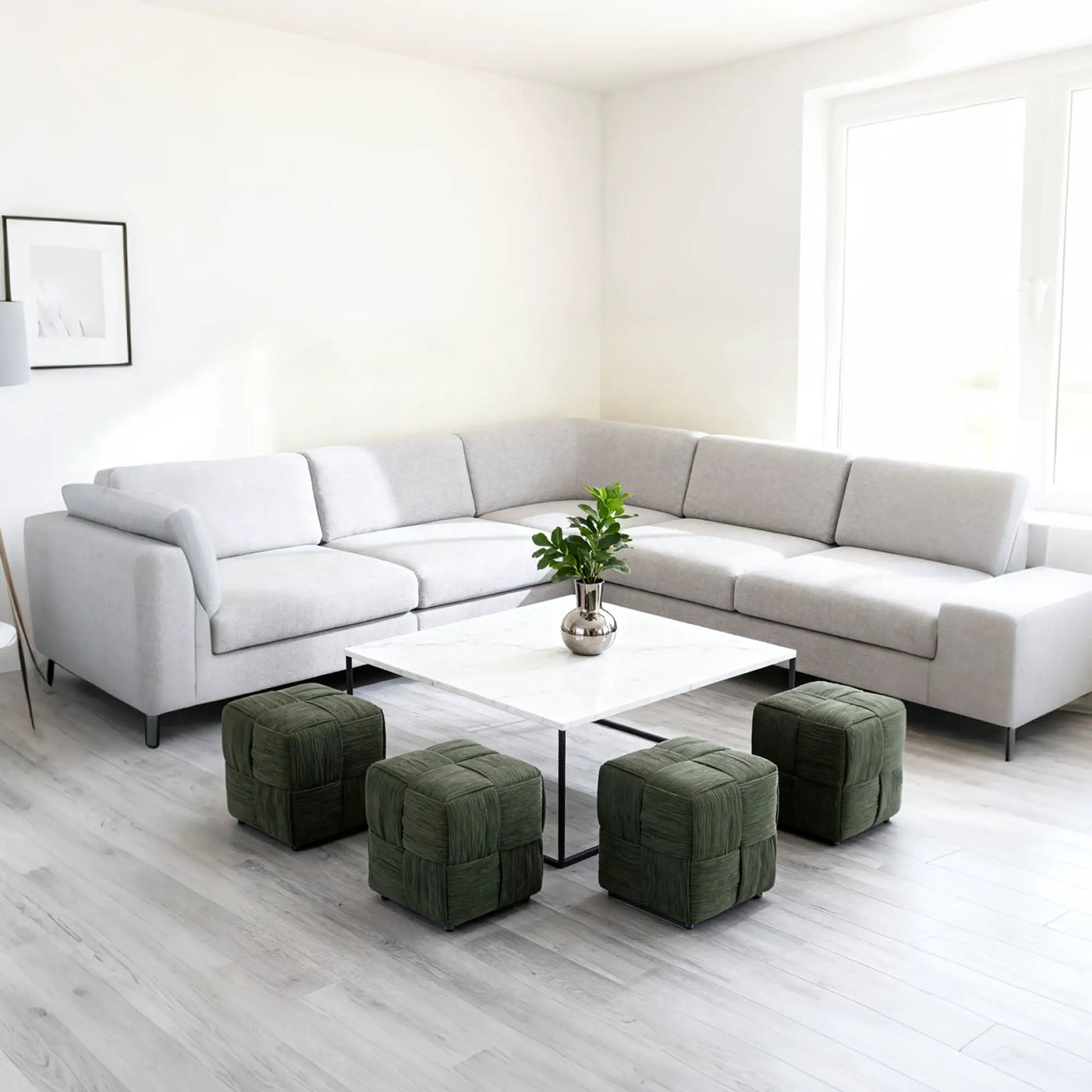 Square Ottoman Foot Rest With Woven Design by HouseOfZazla
