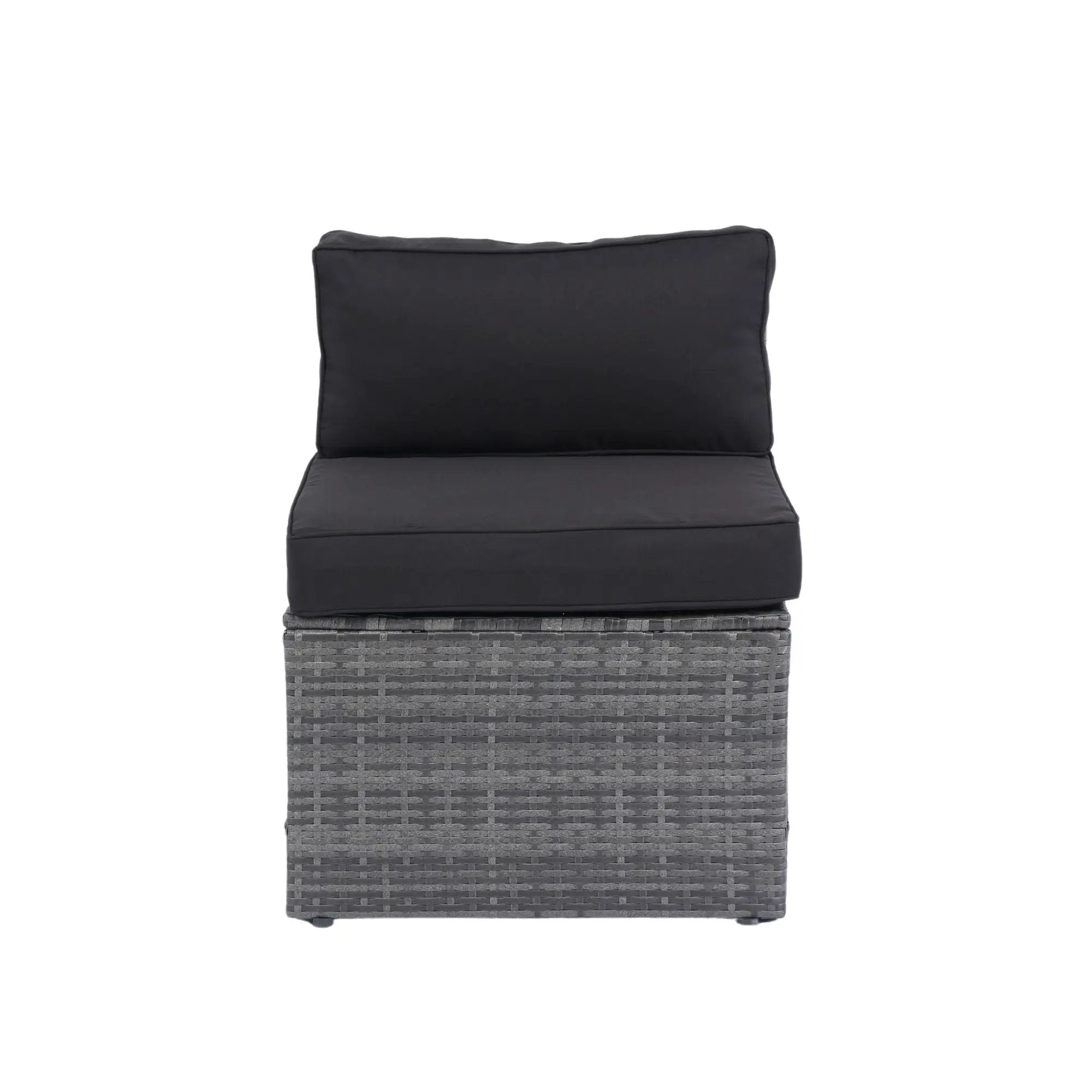 5 Pieces Rattan Sectional Outdoor Furniture Cushioned U Sof Set With 2 Pillow - Gray / Black by HouseOfZazla