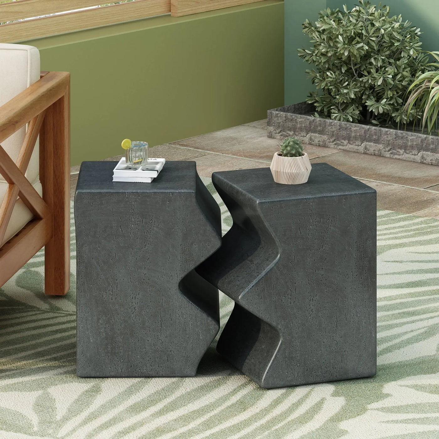 Rectangular Outdoor Indoor Accent Side Table (Set of 2) by HouseOfZazla