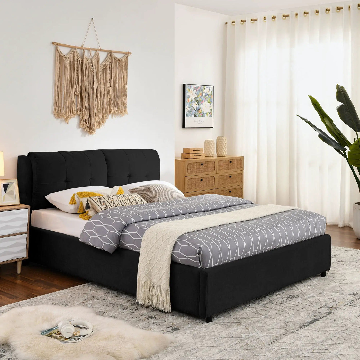 Storage Upholstered Hydraulic Platform Bed With Integrated Headboard by HouseOfZazla