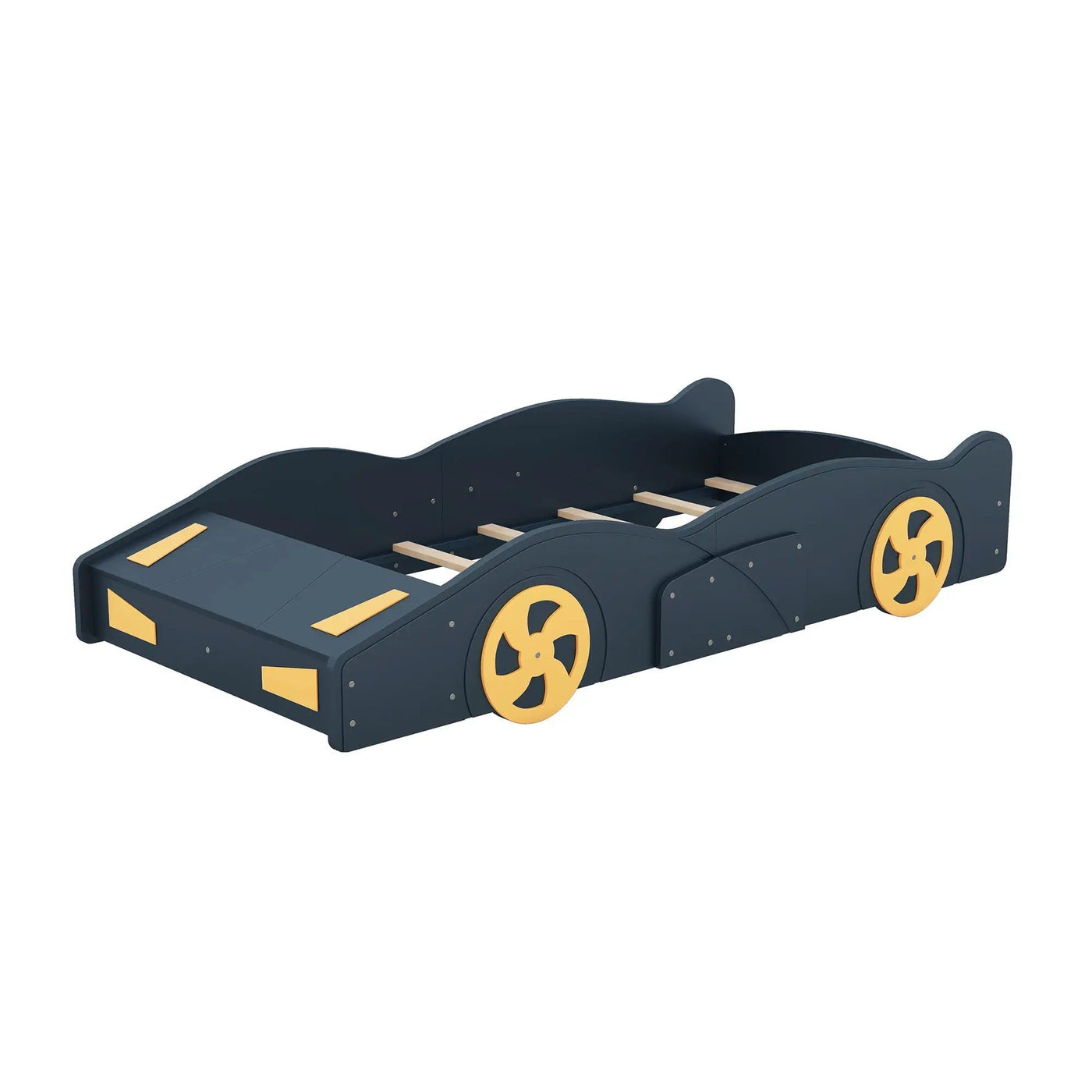 Race Car Shaped Platform Bed With Wheels And Storage by HouseOfZazla