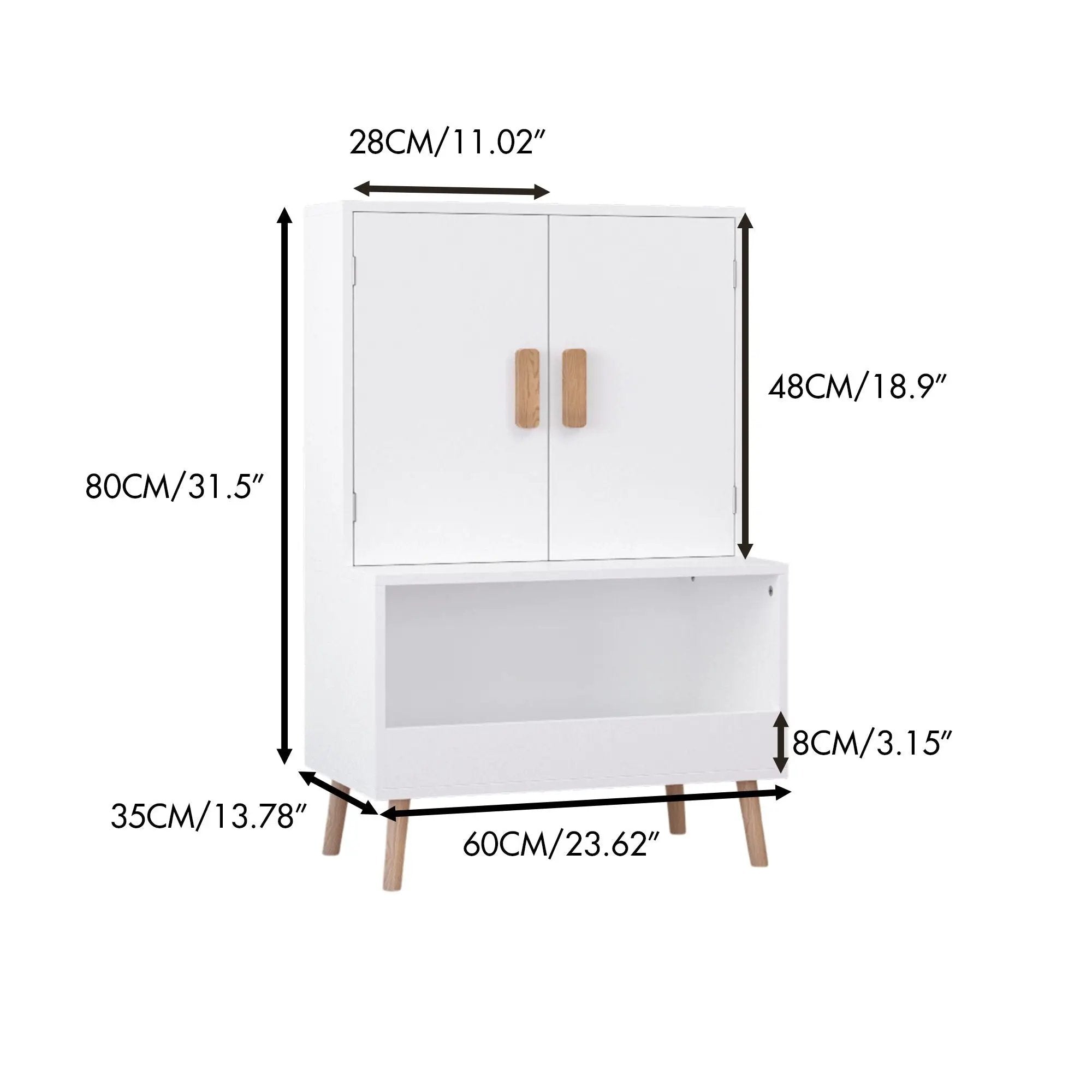 Toy Storage Cabinet With Doors And Open Shelf, Toddler Bookshelf For Playroom - White by Unique Piece Furniture