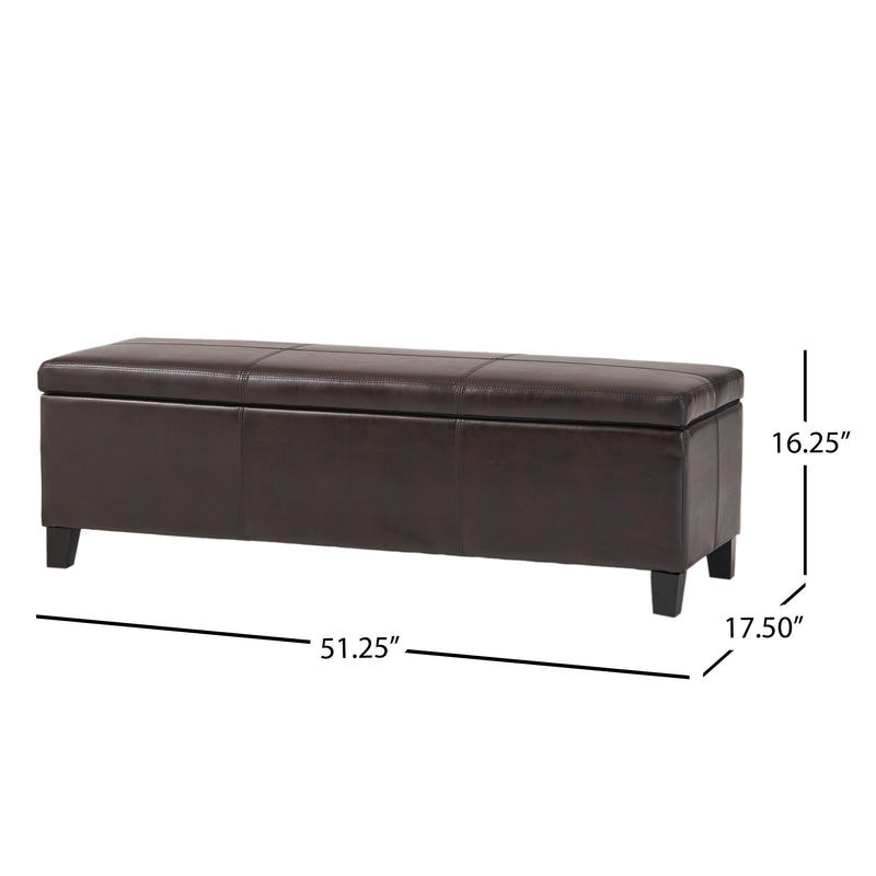 Upholstered PU Leather Storage Ottoman with Solid Wooden Legs by HouseOfZazla