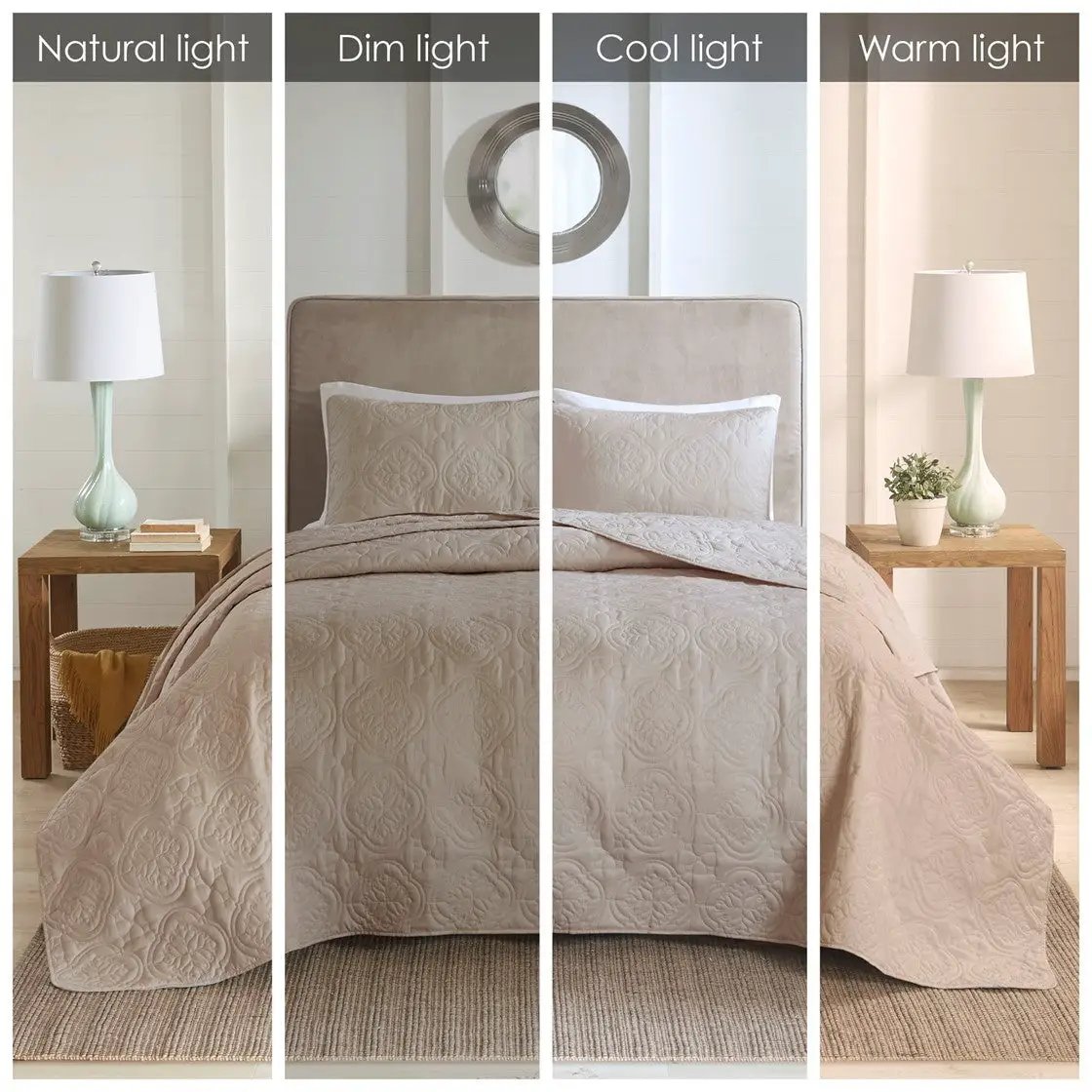 3 Piece Reversible Bedspread Set Khaki King/Cal King by HouseOfZazla