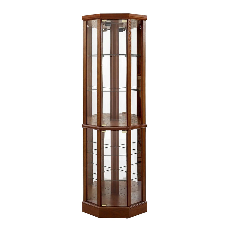 6 Shelf Lighted Corner Curio Cabinet With Adjustable Tempered Glass Shelves And Mirror Back (E26 Light Bulb Not Included) by HouseOfZazla