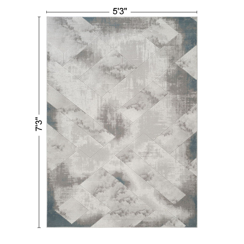 Geometric 3D Effect Area Rug with Durable Polyester - Ivory / Gray, photo 4 of 7