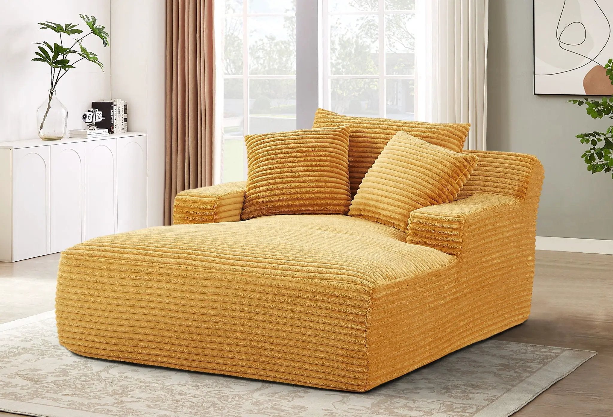 Cloudline - Oversized Chaise Lounge, Modern Comfy Couch With Full Foam Cushioning, Cozy Sleeper Sofabed by Unique Piece Furniture