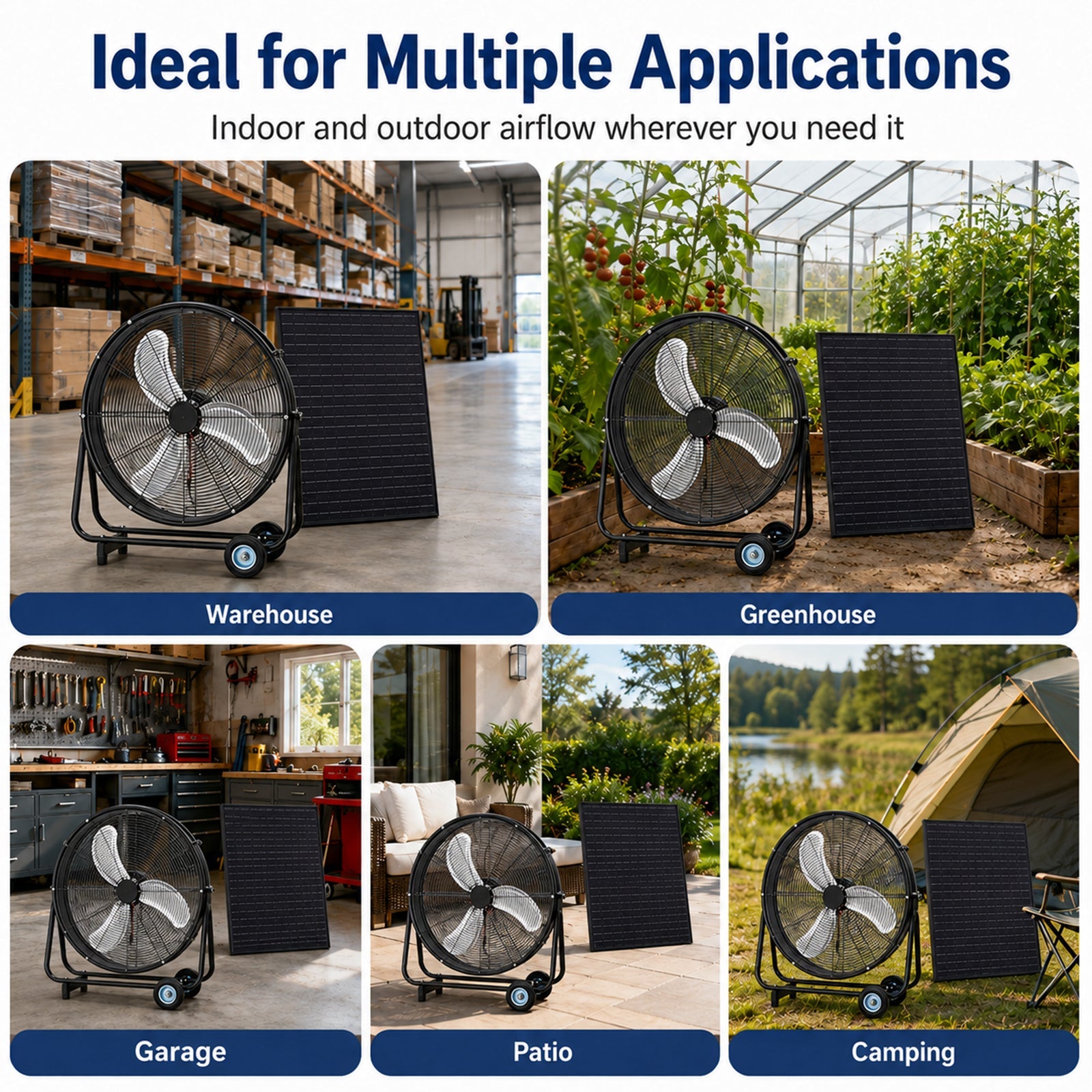 24 Inch Solar Floor-Standing Fan With Adjustable Solar Panel by HouseOfZazla
