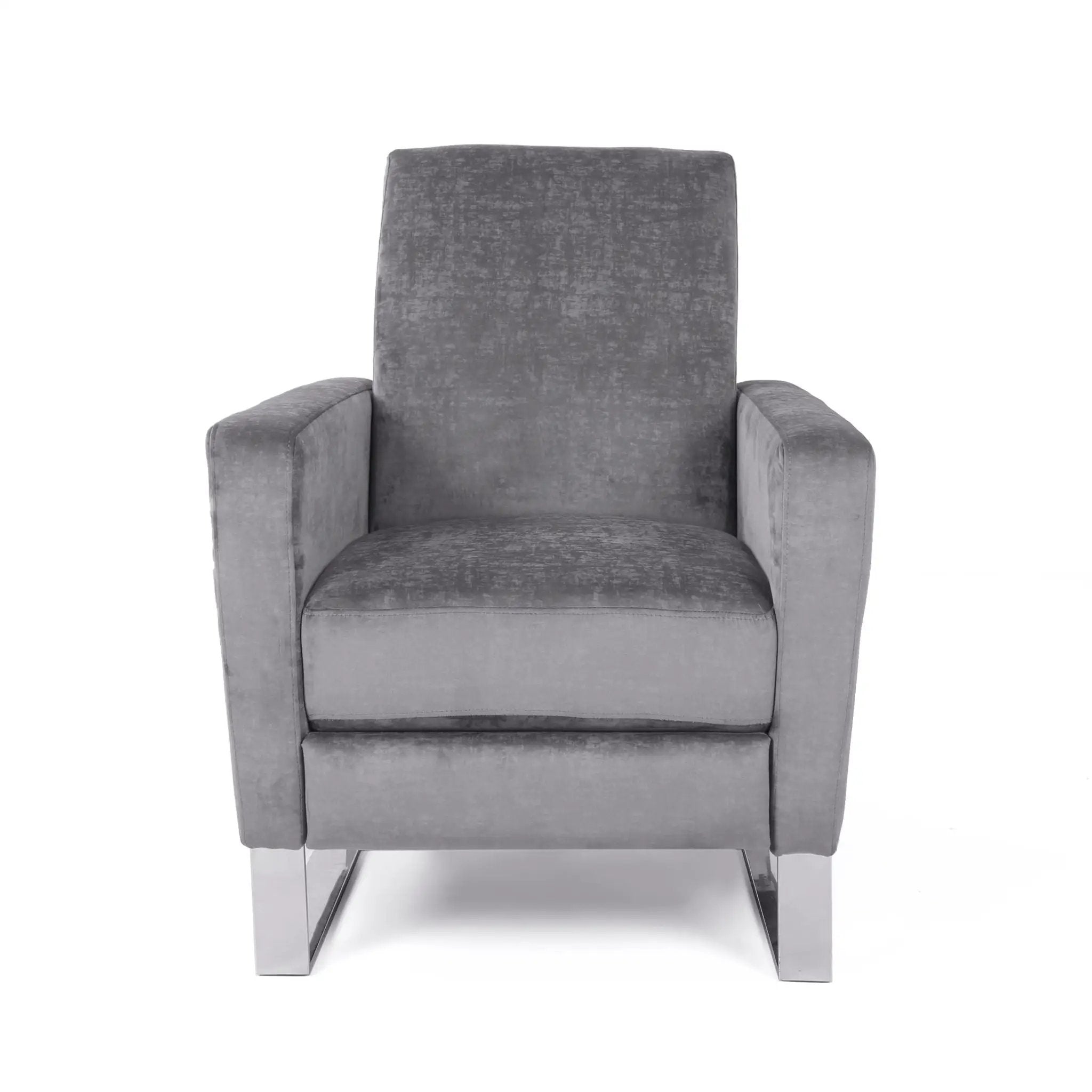 Bolt - Upholstered Recliner Chair With Stainless Steel Base - Gray / Chrome by Unique Piece Furniture