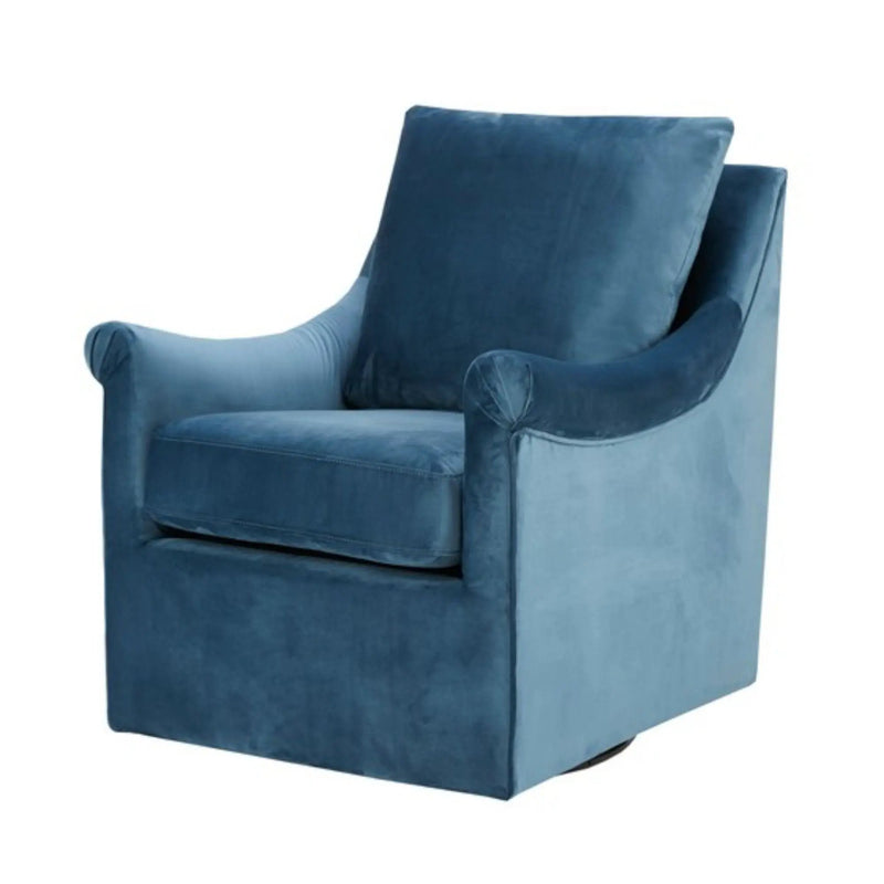 Swivel Chair With Curved Arms And Straight Back - Blue by HouseOfZazla