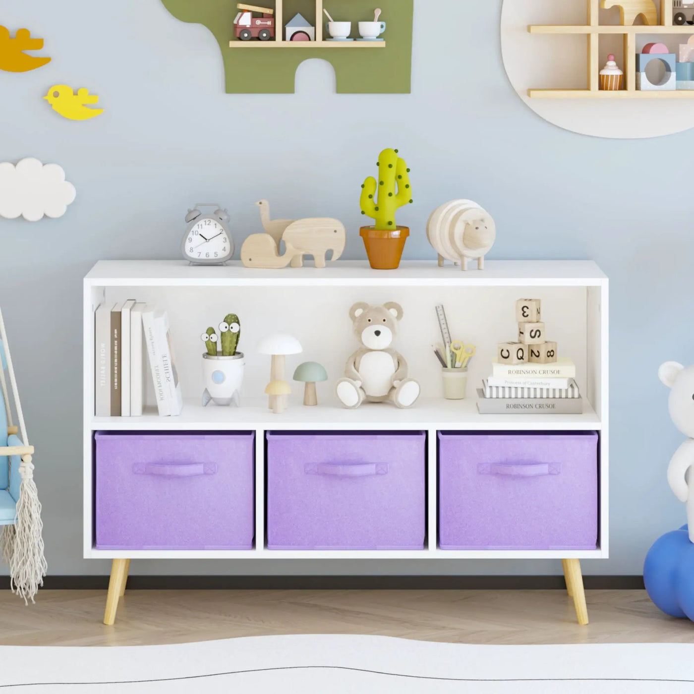 Bookcase With Collapsible Drawers, Book Display Organizer by Unique Piece Furniture