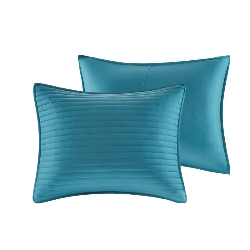 8 Piece Printed Seersucker Comforter and Quilt Set Collection Aqua King/Cal King by HouseOfZazla
