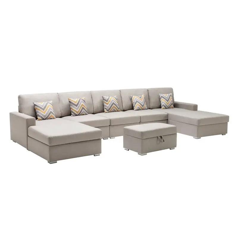 Nolan - Fabric 6 Piece Sectional Sofa With Pillows And Interchangeable Legs by HouseOfZazla