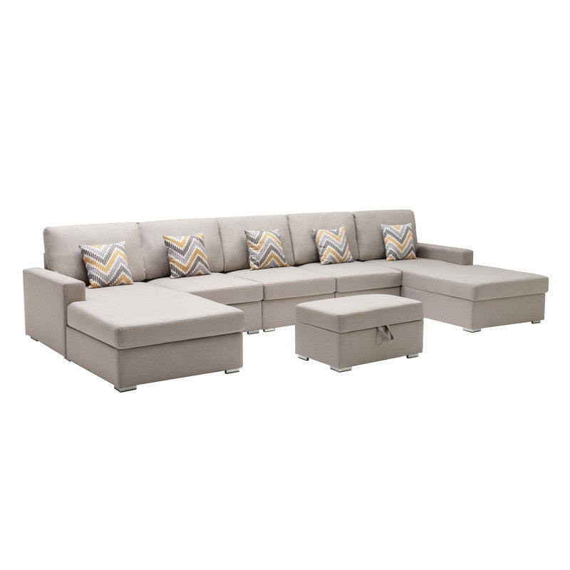 Nolan - Fabric 6 Piece Sectional Sofa With Pillows And Interchangeable Legs by HouseOfZazla
