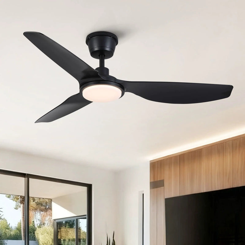 Outdoor Waterproof Ceiling Fan With Light And Quiet DC Motor, Blades For Bedroom - Black by HouseOfZazla