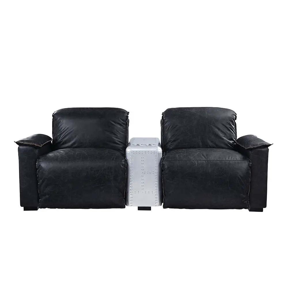 Misezon - Power Motion Recliner - Black Top Grain Leather & Aluminum by Unique Piece Furniture