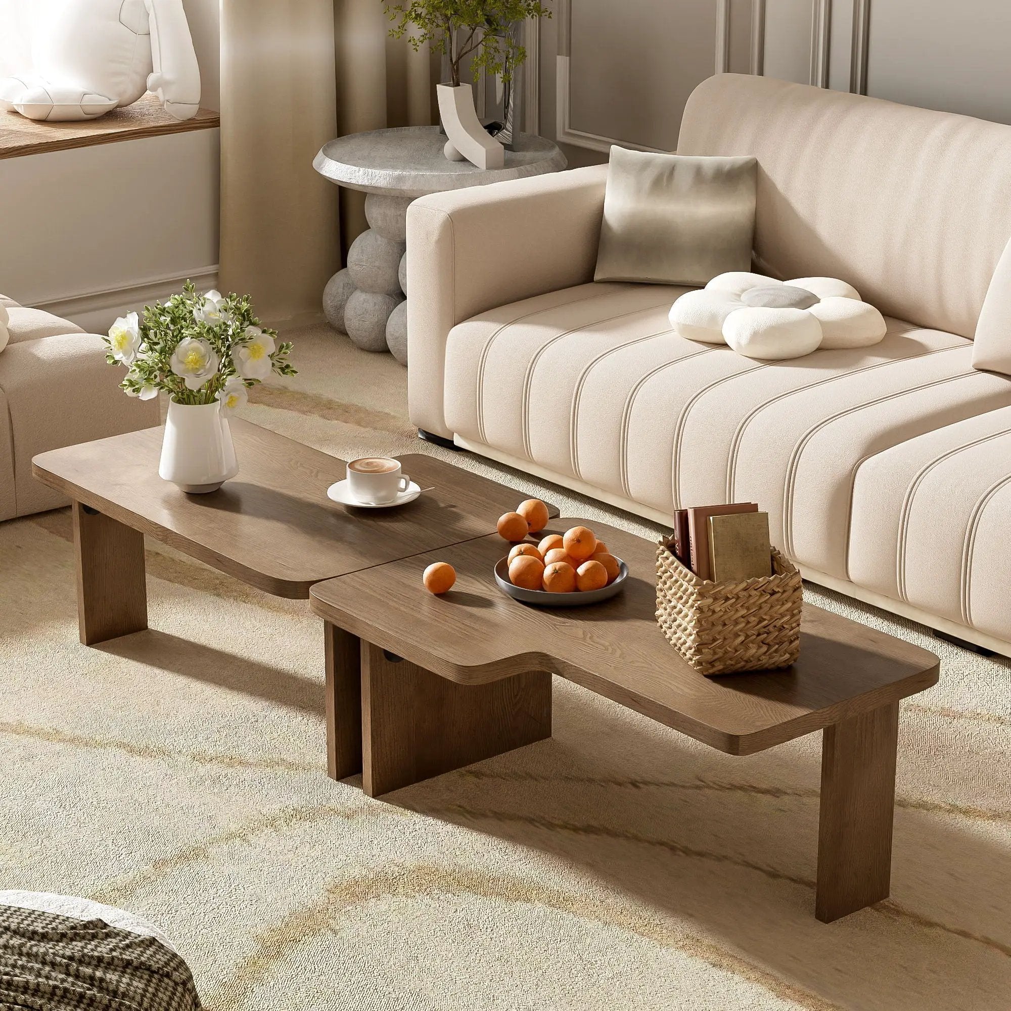 Modern Minimalist Coffee Table Set With Splicing Design by Unique Piece Furniture
