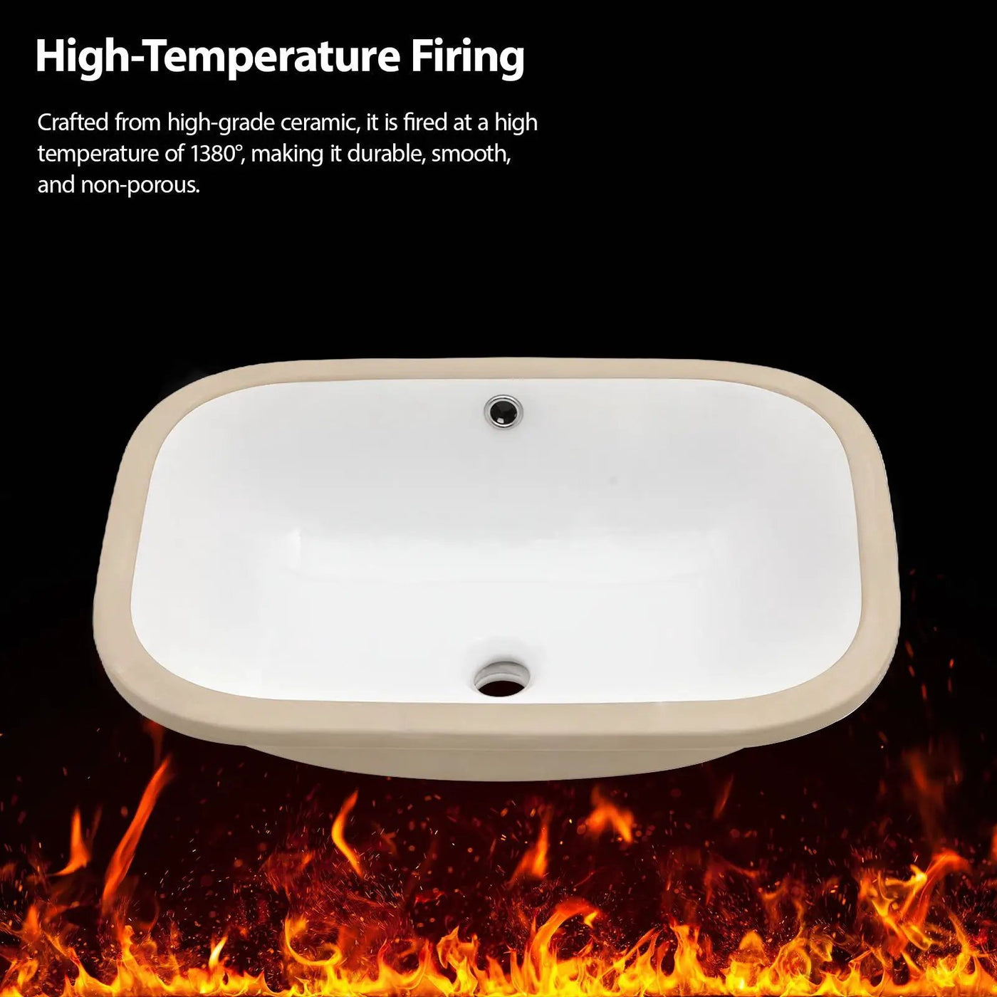 Modern Ceramic Undermount Bathroom Sink With Overflow, High Quality by HouseOfZazla