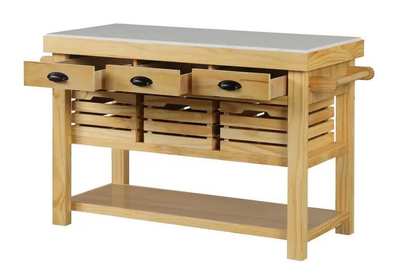 Grovaam - Kitchen Island - Marble Top & Natural by Unique Piece Furniture