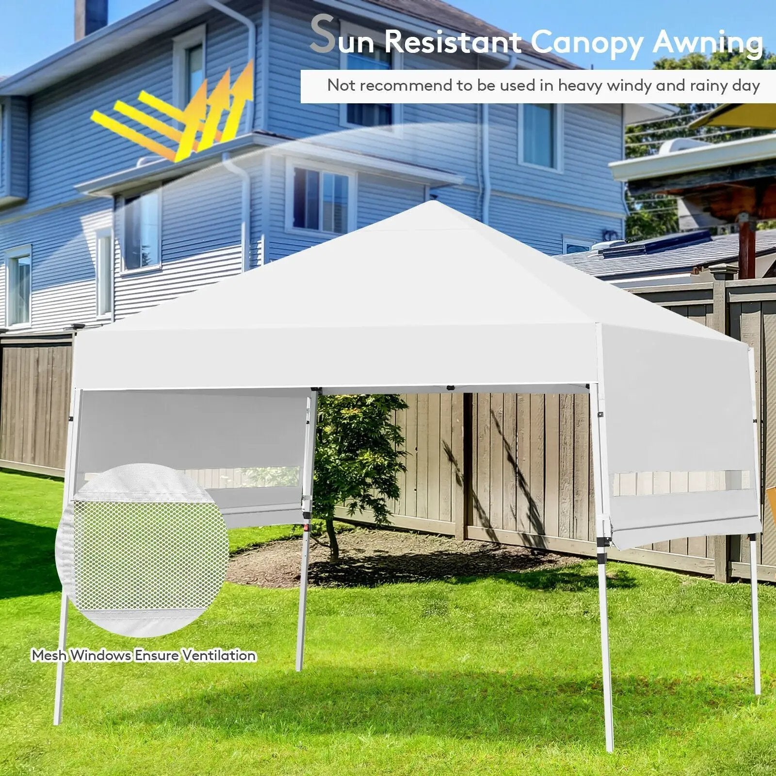 17 Feet x 10 Feet Foldable Pop Up Canopy with Adjustable Instant Sun Shelter by DirectDeals