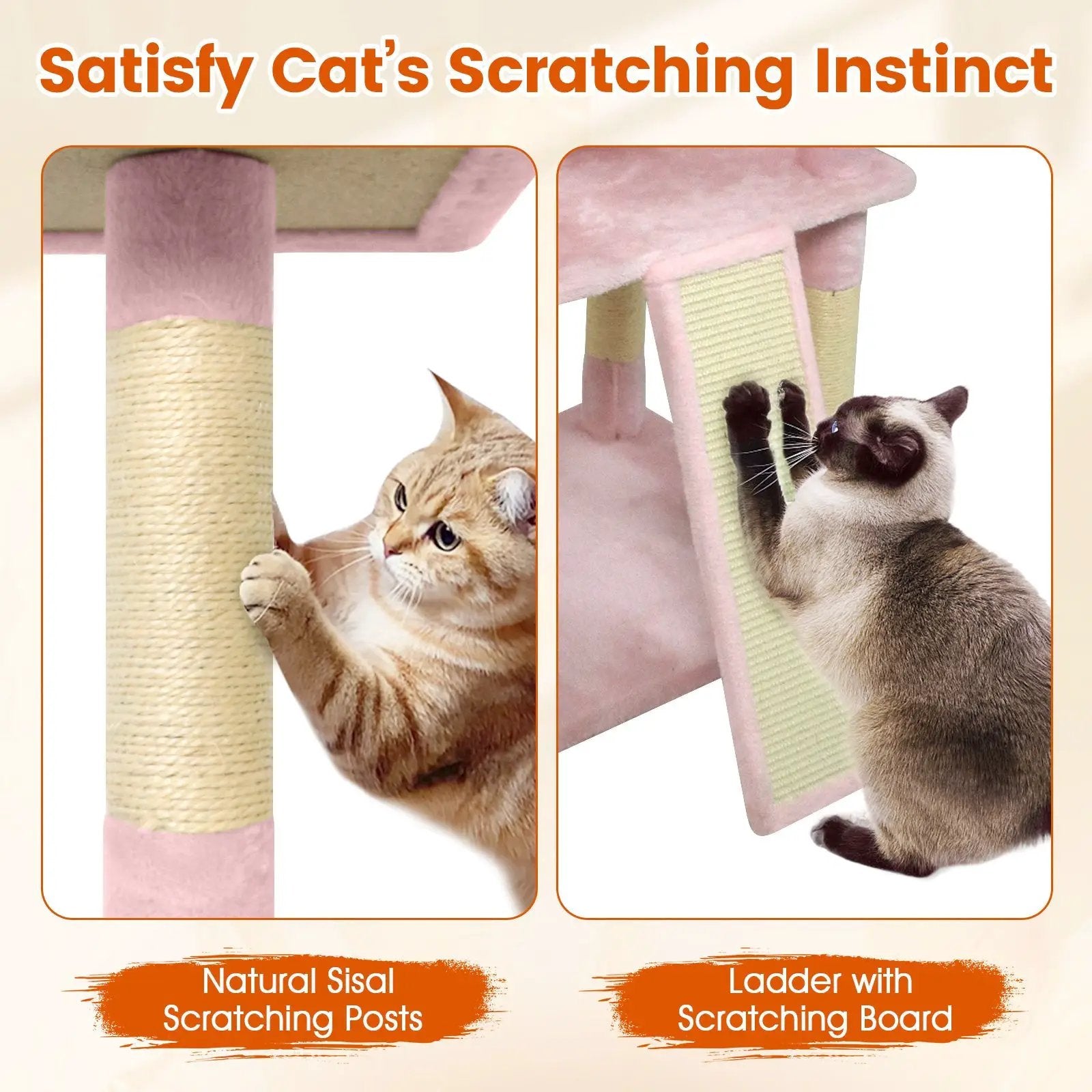 65 Inch Tall Multi-level Cat Tree with 3 Upholstered Perch and 2 Cat Condos by DirectDeals