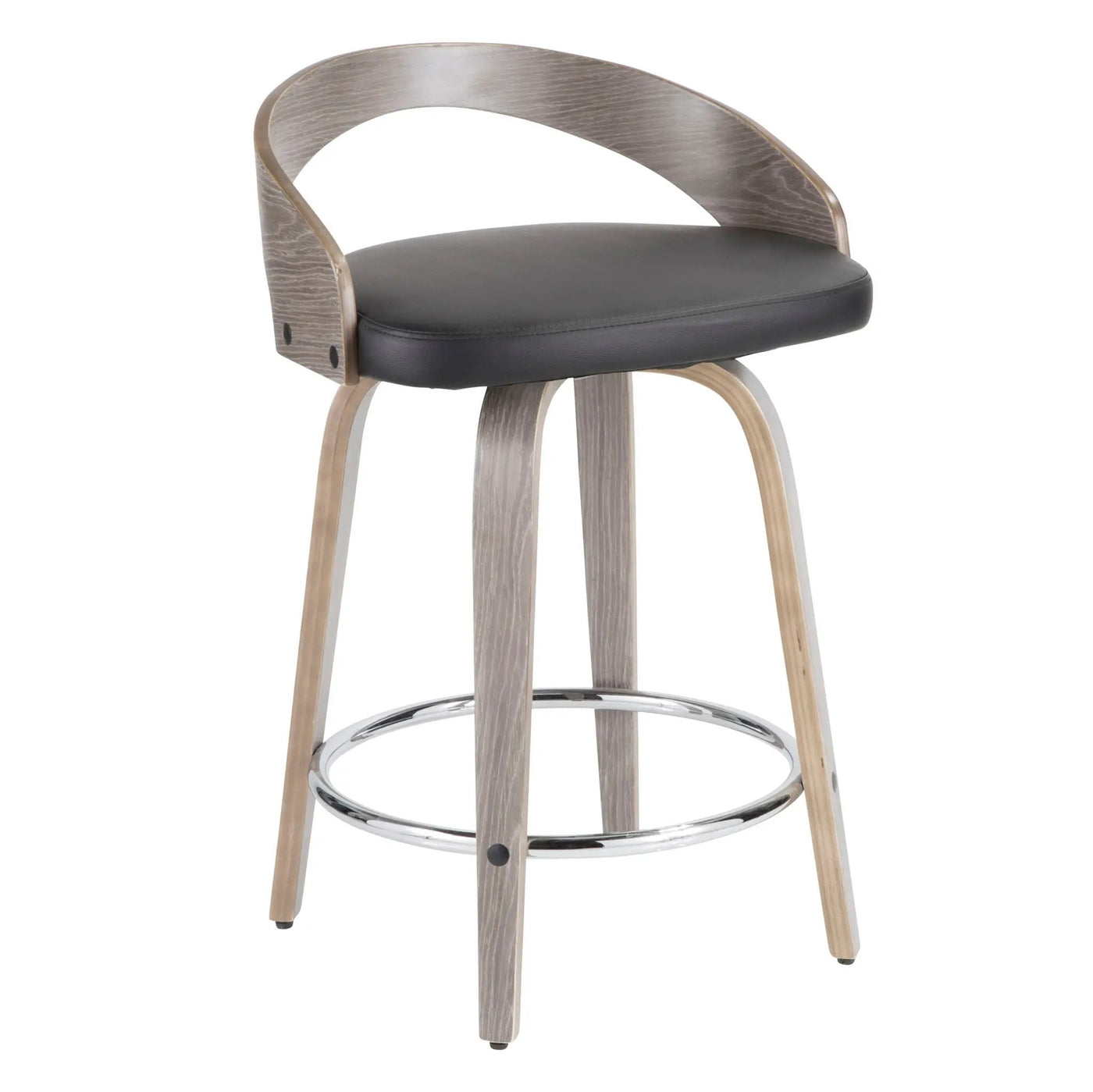 Grotto - Contemporary Fixed Height Counter Stool & Swivel With Round Footrest (Set of 2) by HouseOfZazla