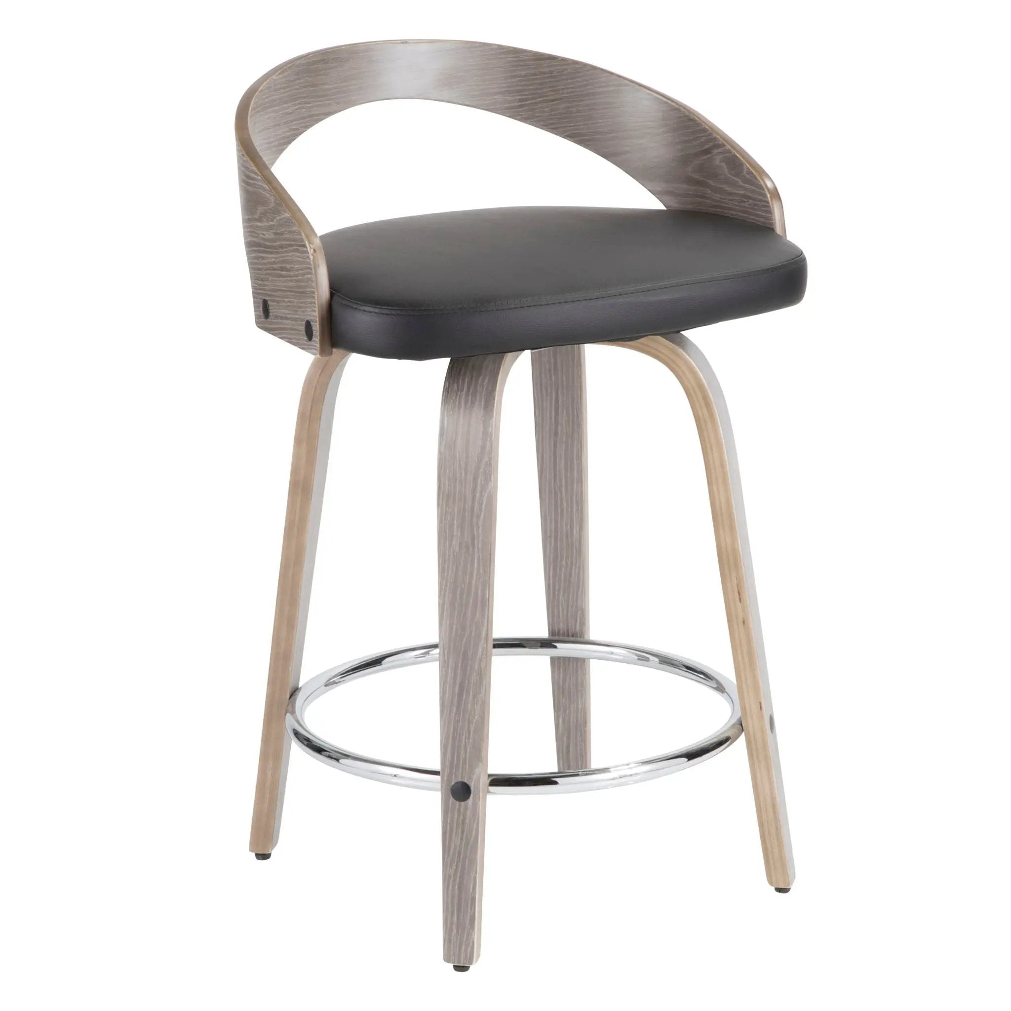 Grotto - Contemporary Fixed Height Counter Stool & Swivel With Round Footrest (Set of 2) by HouseOfZazla