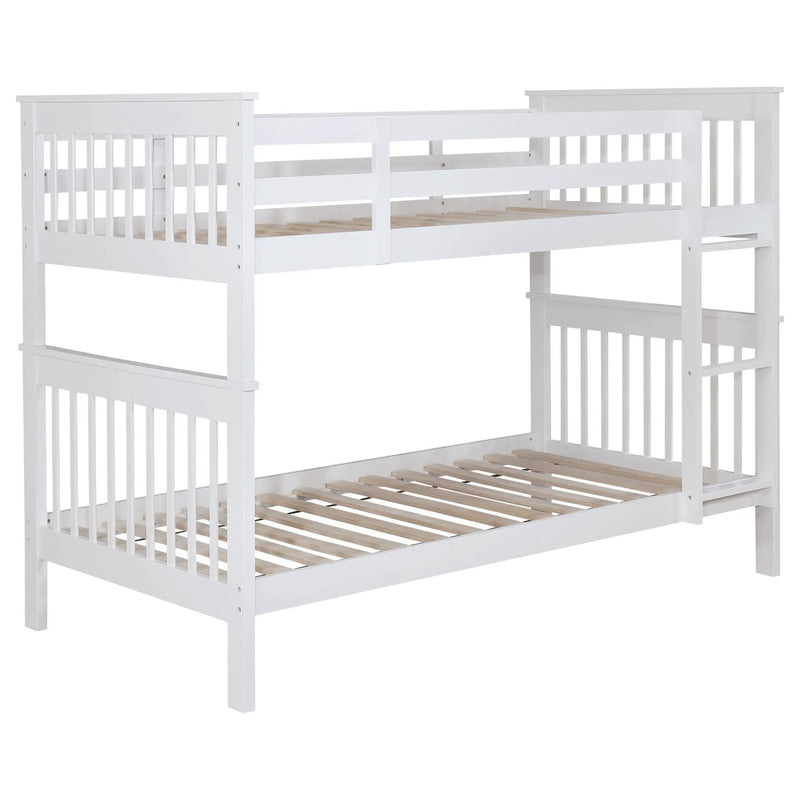Chapman Wood Twin Over Twin Bunk Bed with Mattress White by Unique Piece Furniture