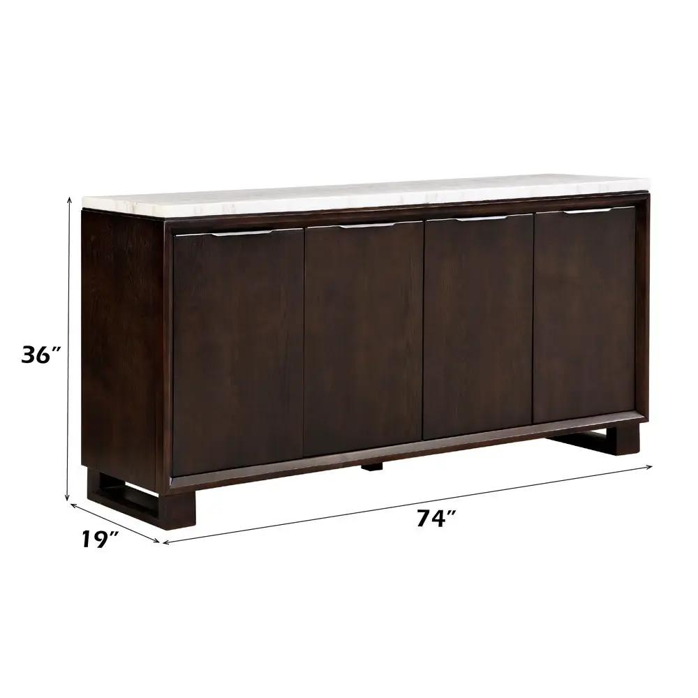 Edwyn - Server With Marble Top - Natural Marble Top & Espresso Finish by Unique Piece Furniture