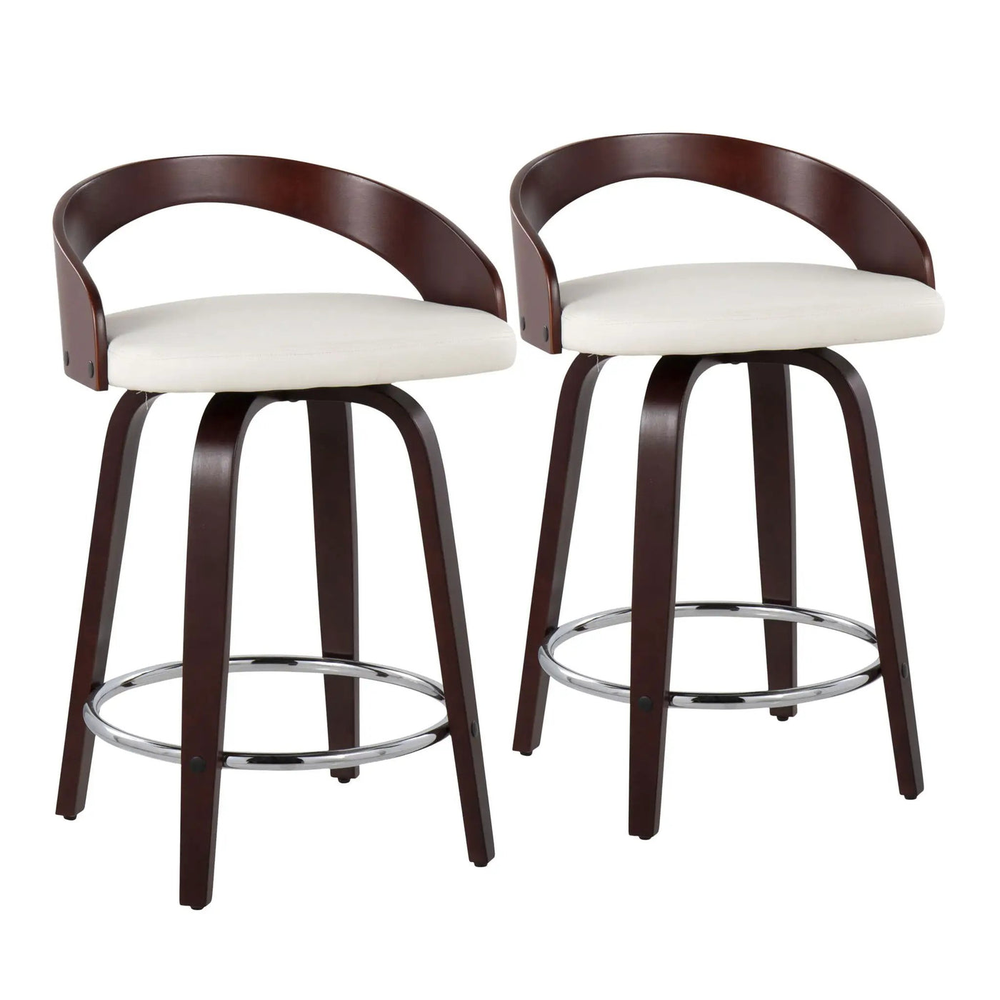 Grotto - Contemporary Fixed Height Counter Stool & Swivel With Round Footrest (Set of 2) by HouseOfZazla