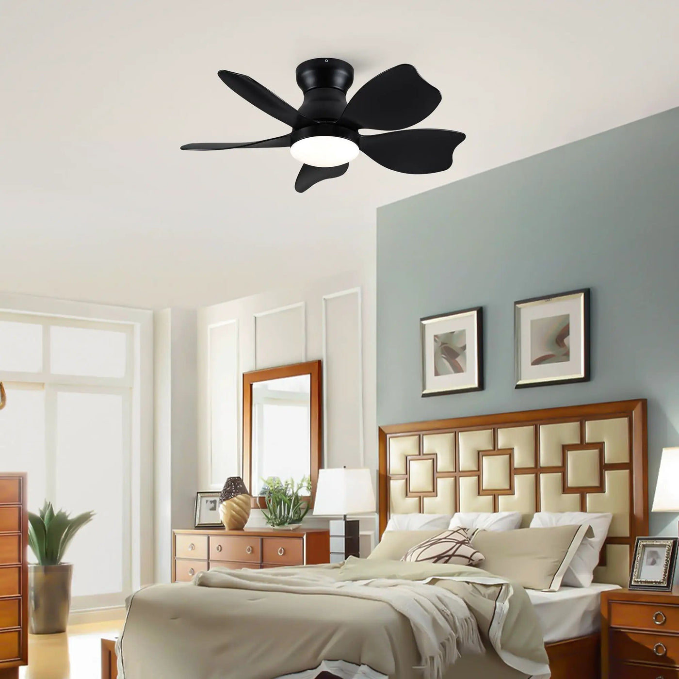 Low Profile Flush Mount Ceiling Fan With Light by HouseOfZazla