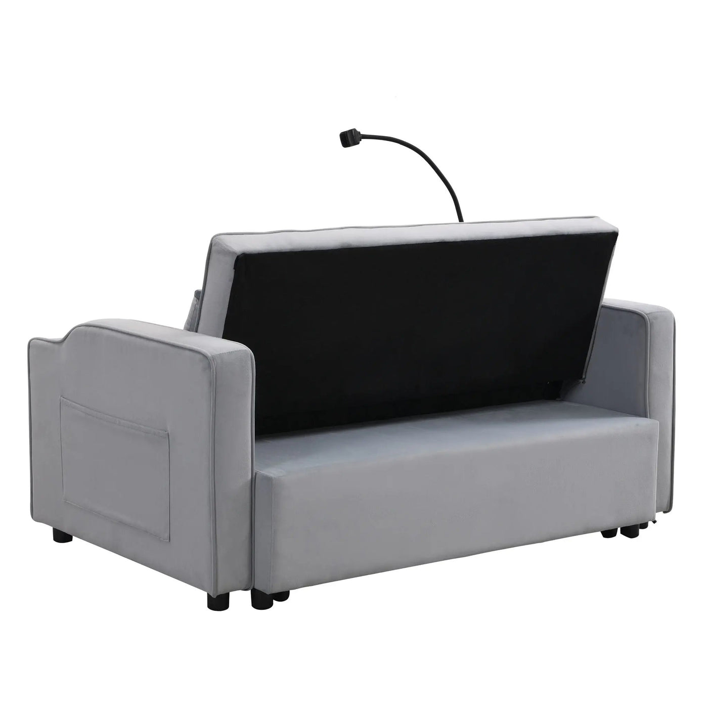 Modern Loveseat Futon Sofa With Pullout Bed, Adjustable Reclining Backrest, Toss Pillows by HouseOfZazla
