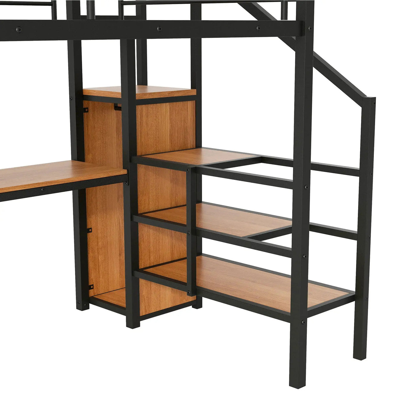 Loft Bed With Desk, Storage Staircase, Small Wardrobe And LED Light by HouseOfZazla