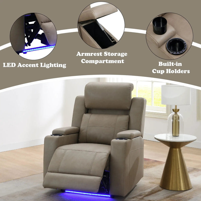 Lugo - Power Motion Recliner With Cup Holder - Camel by Unique Piece Furniture