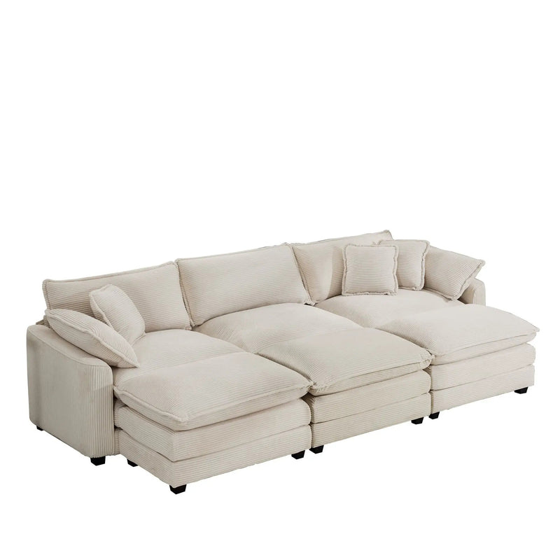 Modern Oversized Modular Cushion Sofa With Ottoman, Low Back, Deep Seating Sofa Set by Unique Piece Furniture