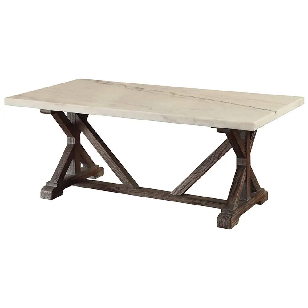 Romina - Coffee Table - White Marble Top & Weathered Espresso by Unique Piece Furniture