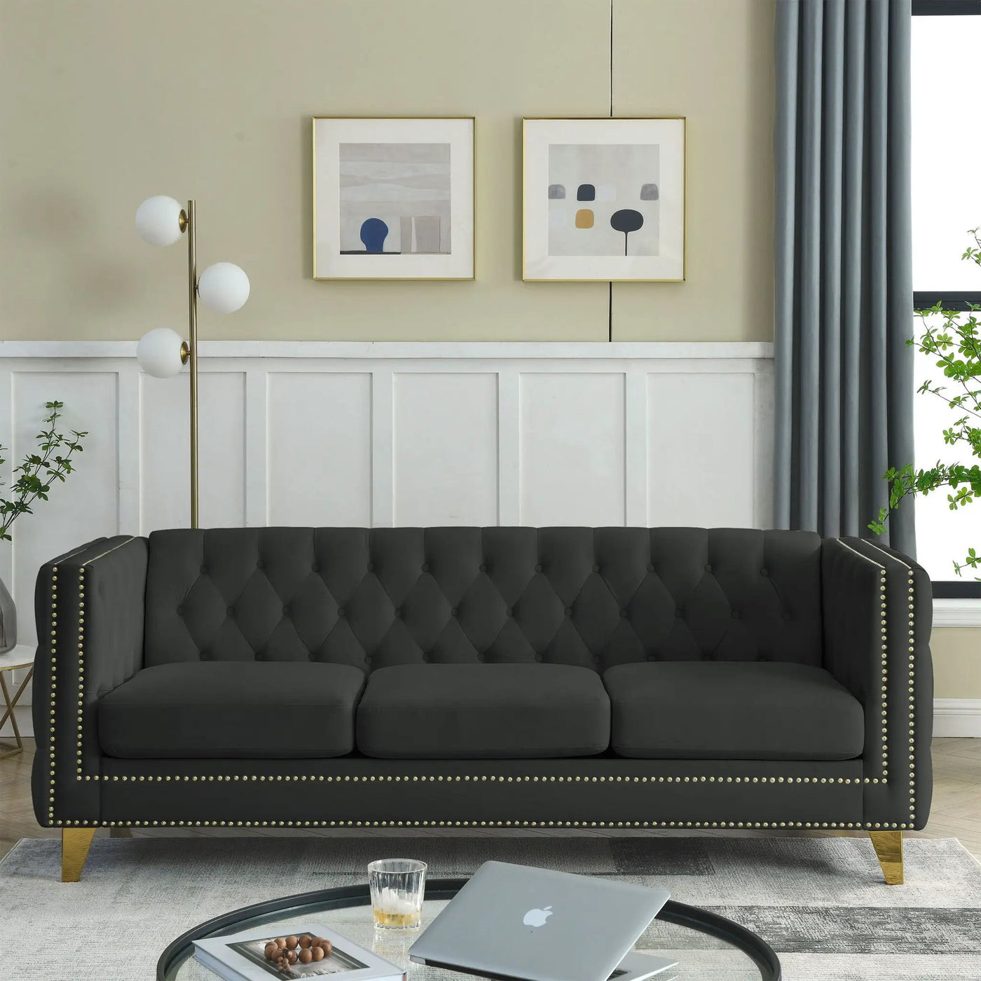 Modern Sofa With Button Tufting, Upholstered Couch For Living Room by HouseOfZazla