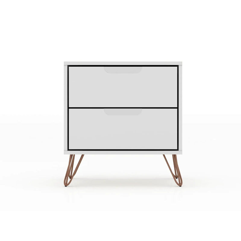 Rockefeller - Nightstand With 2 Drawers - White by HouseOfZazla