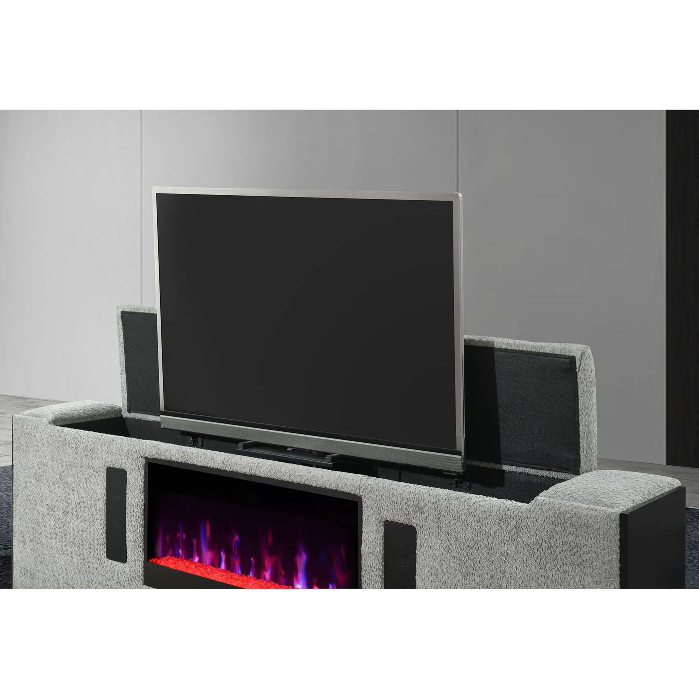 Isaiah - Bed With TV Lift-LED Speakers And Fireplace by HouseOfZazla
