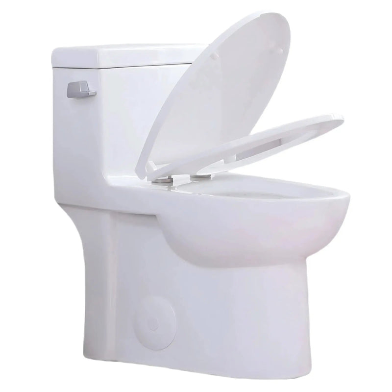 Gloss Tornado Flush 1 Piece Elongated Toilet With Siphonic Side Press, ADA Comfort Chair Height - Gloss White by HouseOfZazla