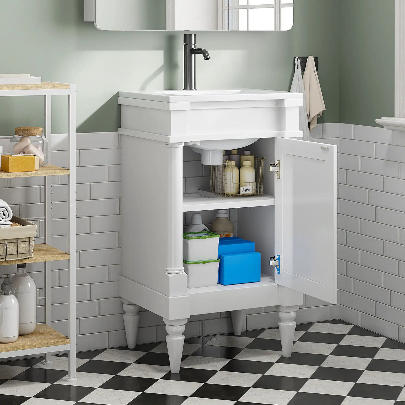 Bathroom Vanity With Sink, Storage Cabinet With Door, Drop In Sink, Compact Freestanding Design by Unique Piece Furniture