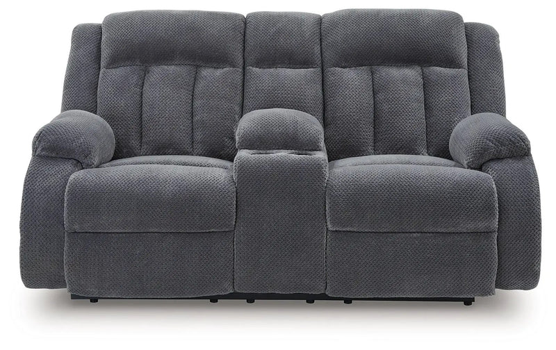 Observation - Double Reclining Power Loveseat With Console - Steel by Unique Piece Furniture