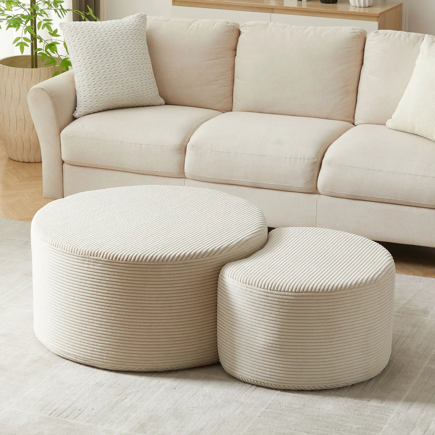 Modern Upholstered Round Coffee Table For Living Room (Set of 2) by HouseOfZazla