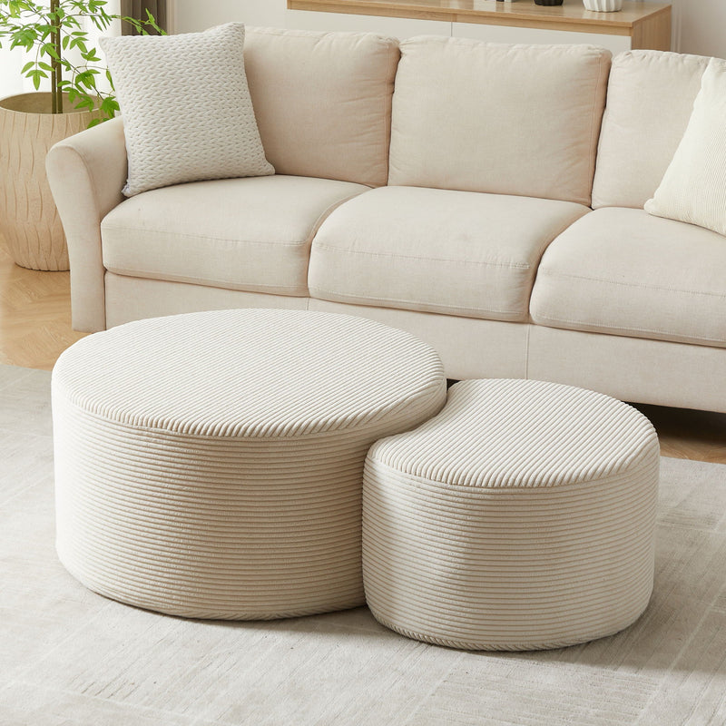 Modern Upholstered Round Coffee Table For Living Room (Set of 2) by HouseOfZazla