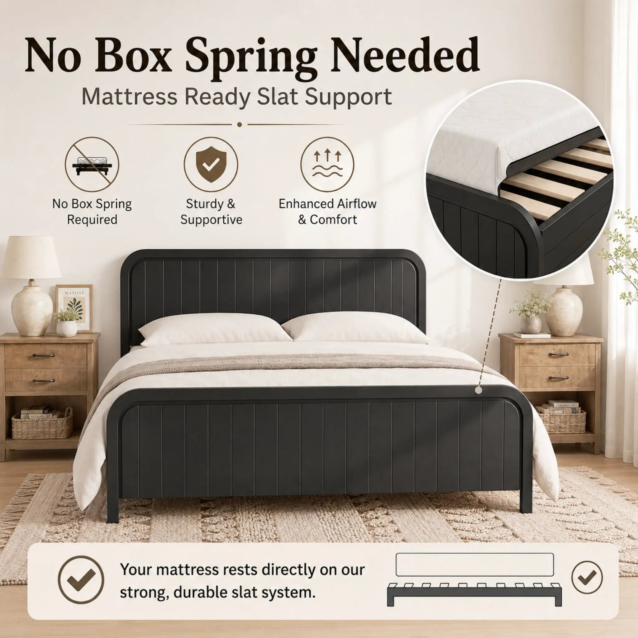 King Bed Frame with Headboard by HouseOfZazla
