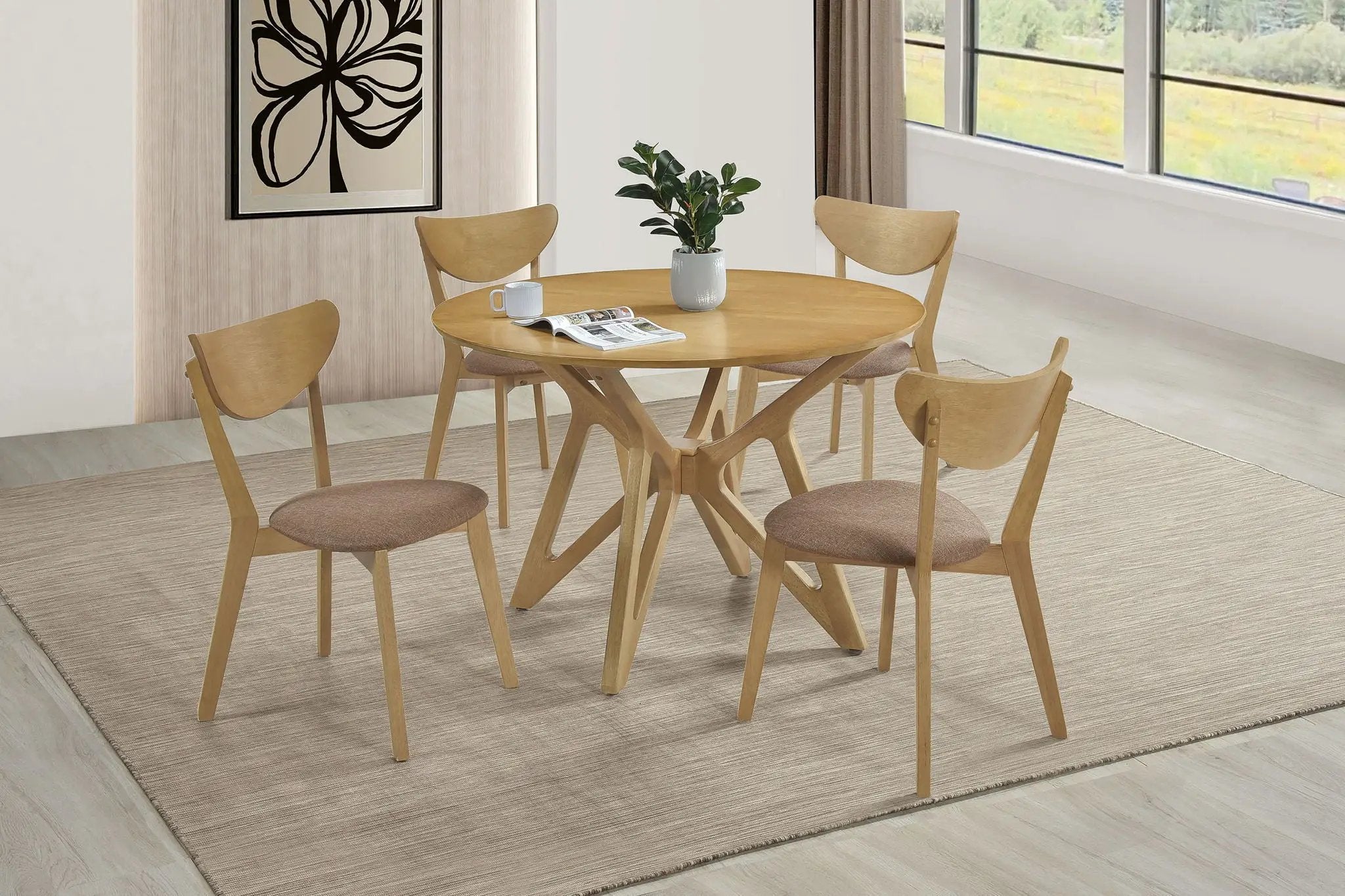 Elowen Round 42-inch Solid Wood Dining Table Light Walnut by Unique Piece Furniture