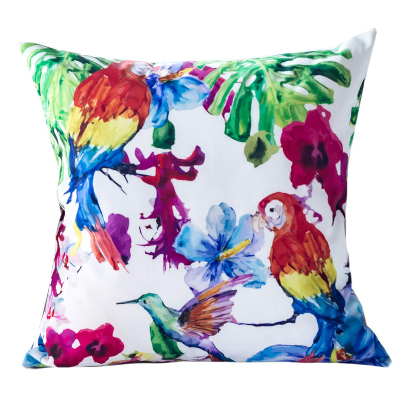 Tropical Parrot Outdoor & Indoor Pillow With Solarium - Multicolor by HouseOfZazla